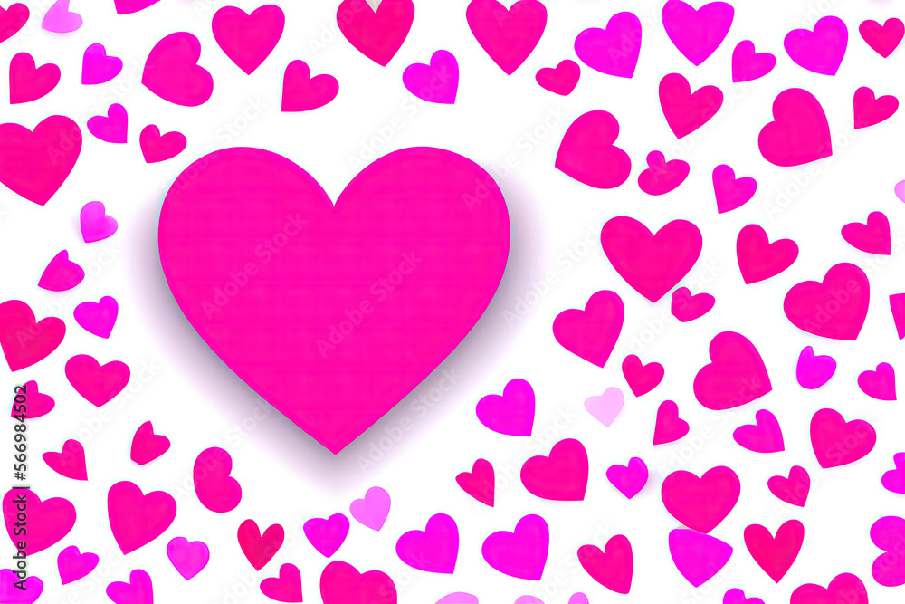 Love pink heart shapes cute illustration background