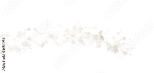 Crystal Salt flying explosion, flake white grain salts explode abstract cloud fly. Big size salt splash in air, food object element design. White background isolated high speed freeze motion photo