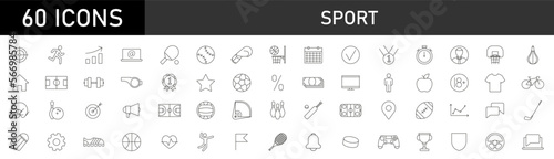 Set of Sports icons. Simple line art style icons pack. Vector illustration