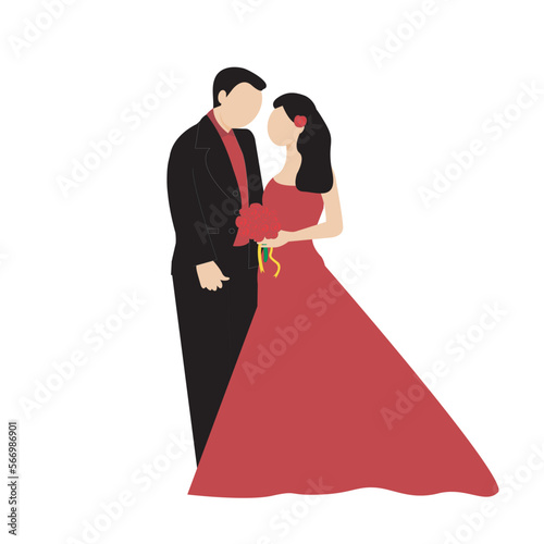 Fototapeta Naklejka Na Ścianę i Meble -  couple in love isolated on white background flat vector illustration. valentine's Day special.