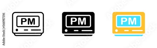 Watch set icon. Schedule, sked, clock, work, table, job, plan, planning. Time management concept. Vector icon in line, black and colorful style on white background