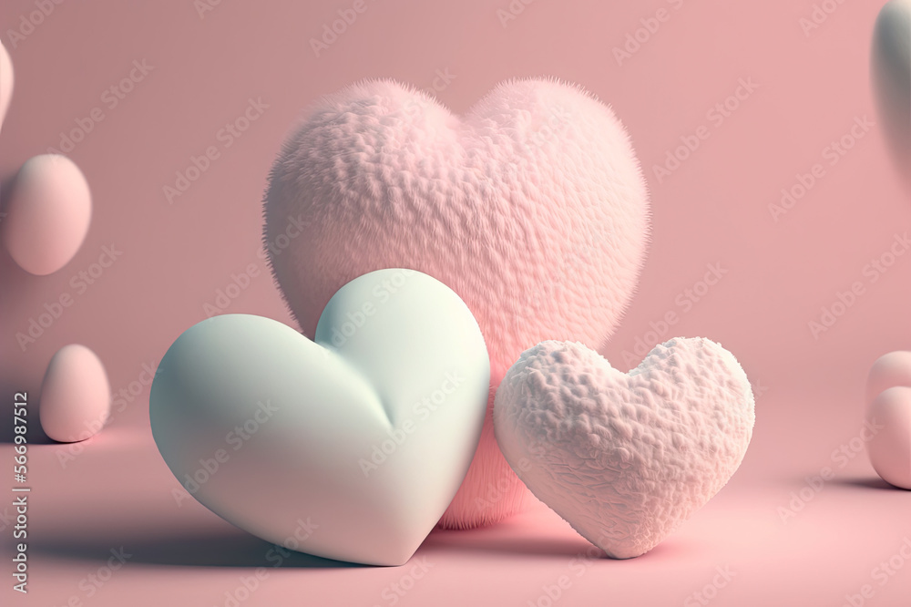 Obraz premium Saint Valentine day holiday, fluffy heart shapes