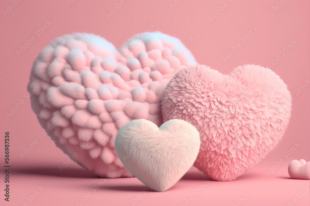 Obraz premium Saint Valentine day holiday, fluffy heart shapes