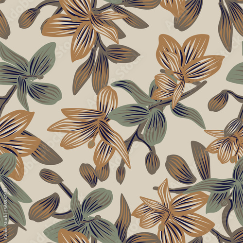 Fototapeta Naklejka Na Ścianę i Meble -  Oriental Floral Seamless Pattern Design Background