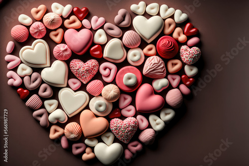 Saint Valentine day holiday, heart shapes, candies and chocolates © Krisztian