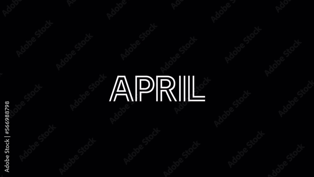 April animation text. Name of month with transparent background. Alpha channel. April lettering. April animation text. Name of month with transparent background. Alpha channel. April lettering.