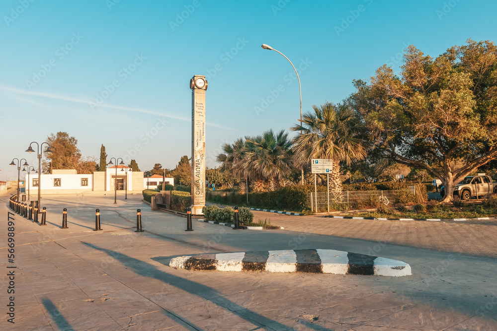 Naklejka premium Lighthouse in the old town of Paphos, Archaeological Park of Cyprus.