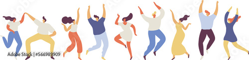 Dancing people silhouette horizontal banner illustration