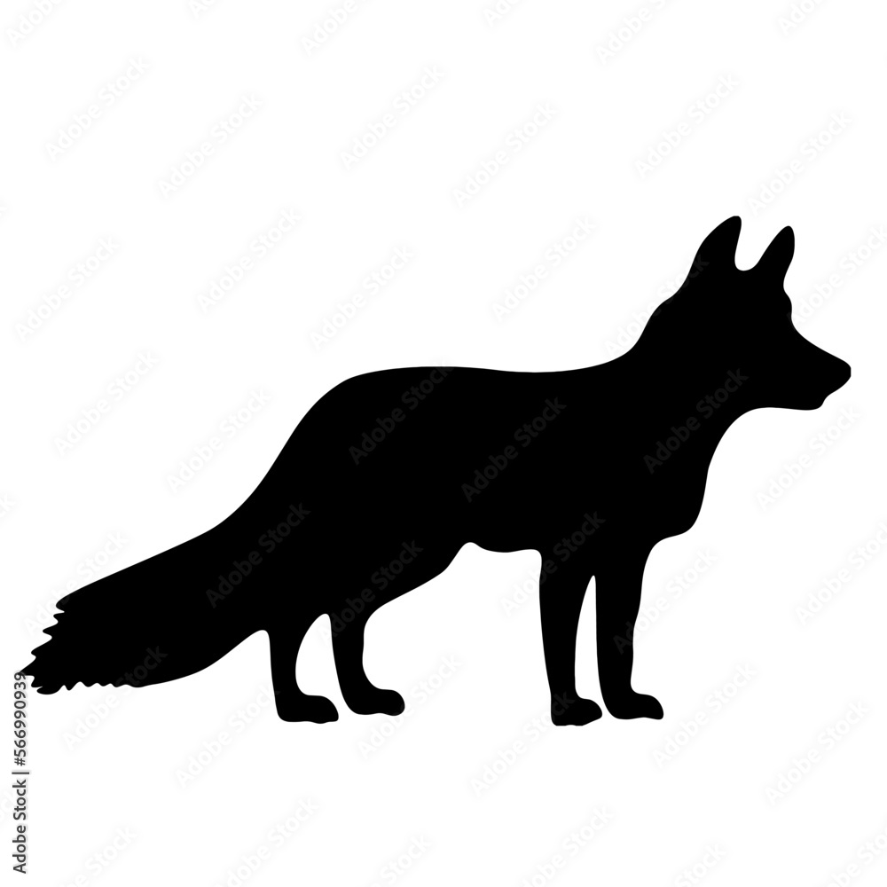 Forest wildlife animals vector illustration - Black silhouette of fox, chestnut, sorrel, isolated on white background Forest wildlife animals vector illustration - Black silhouette of fox, chestnut, sorrel, isolated on white background
