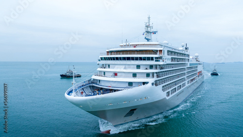 Cruise Ship  Cruise Liners beautiful white cruise ship above luxury cruise in the ocean sea at early in the morning time concept exclusive tourism travel on holiday take a vacation time  at sunset