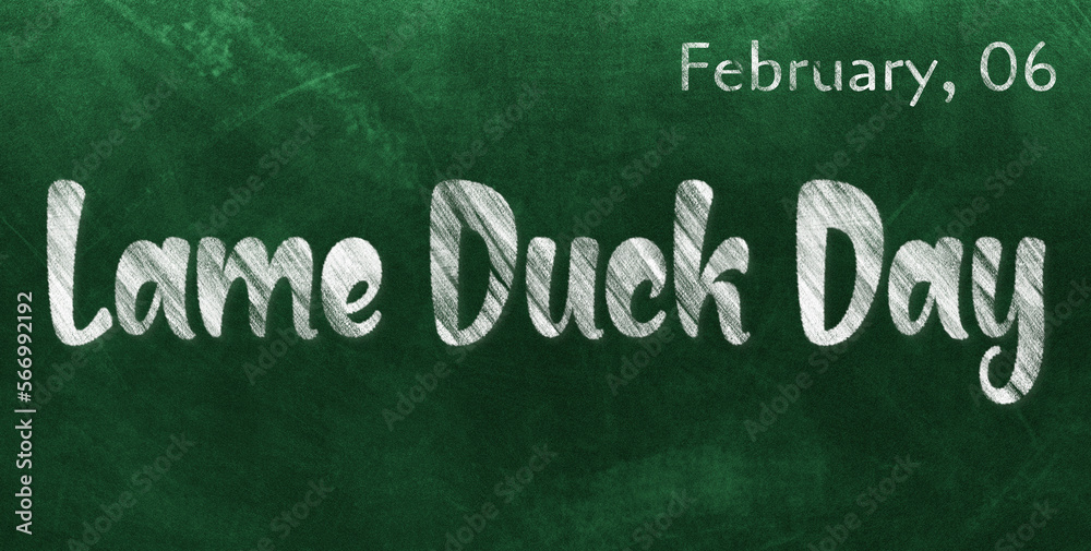 Fototapeta premium Happy Lame Duck Day, February 06. Calendar of February Chalk Text Effect, design