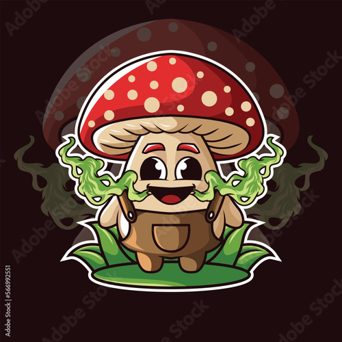 character logo mushroom. cute mushroom with background.