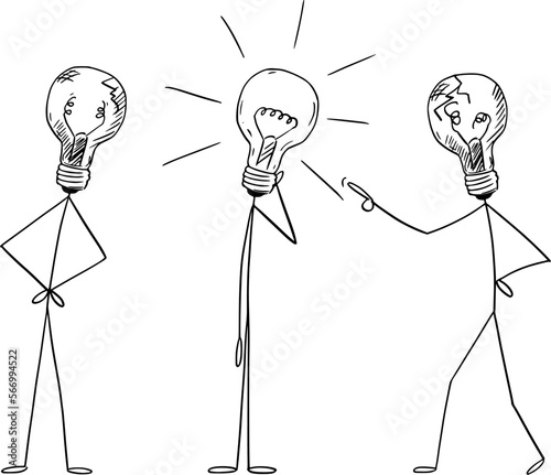 Difference of Creative Individuality, Vector Cartoon Stick Figure Illustration
