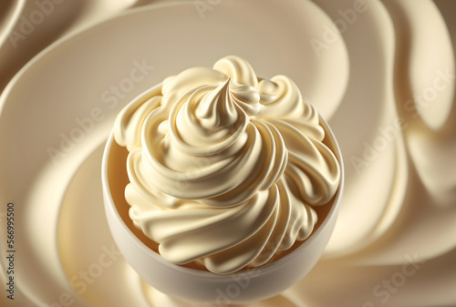 top view of whipped sweet cream in bowl