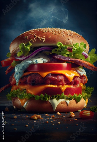 Foto de hamburguesa llamativa para redes sociales photo