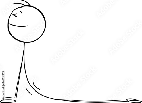 Person in Yoga Pose, Vector Cartoon Stick Figure Illustration