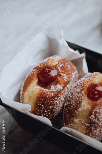Italian donuts with jam, bombolone