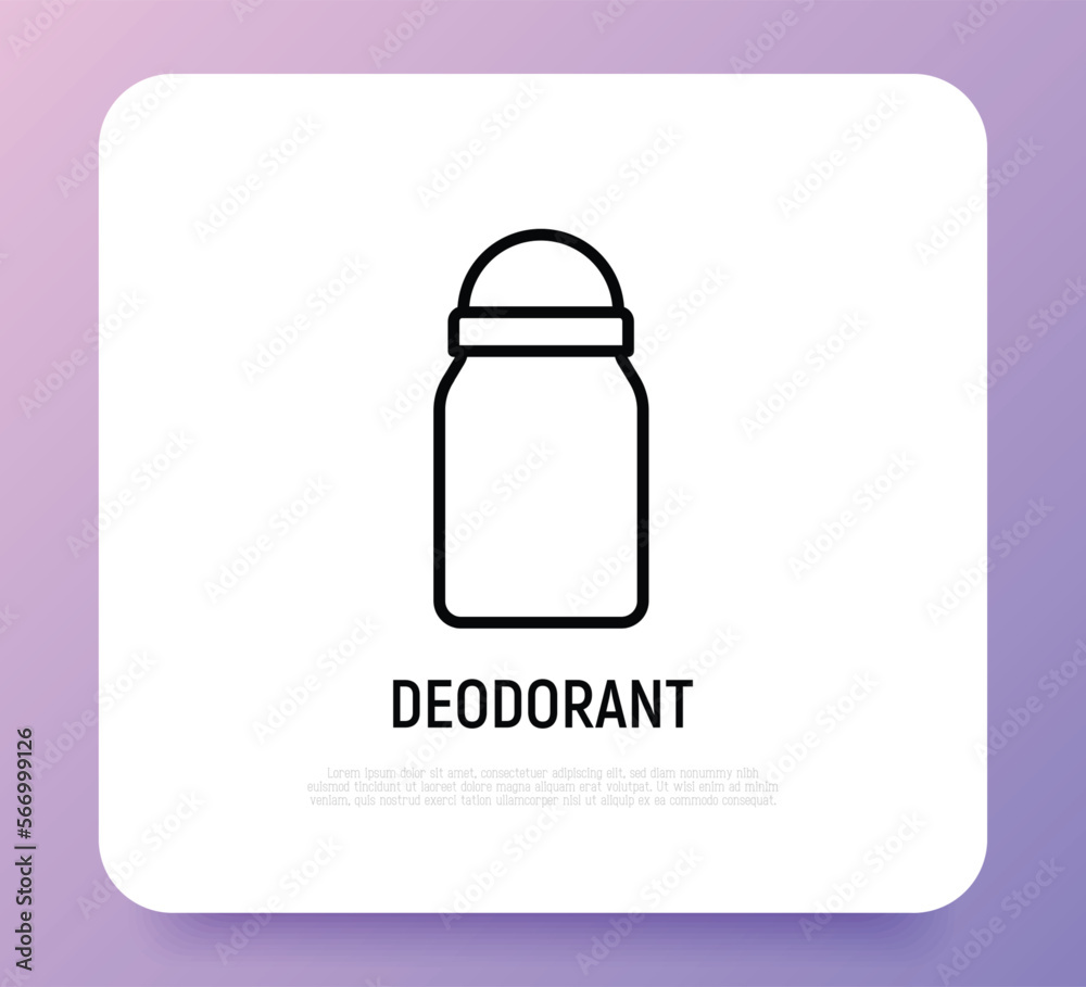 Roll-on deodorant thin line icon. Personal hygiene care. Modern vector illustration. Roll-on deodorant thin line icon. Personal hygiene care. Modern vector illustration.