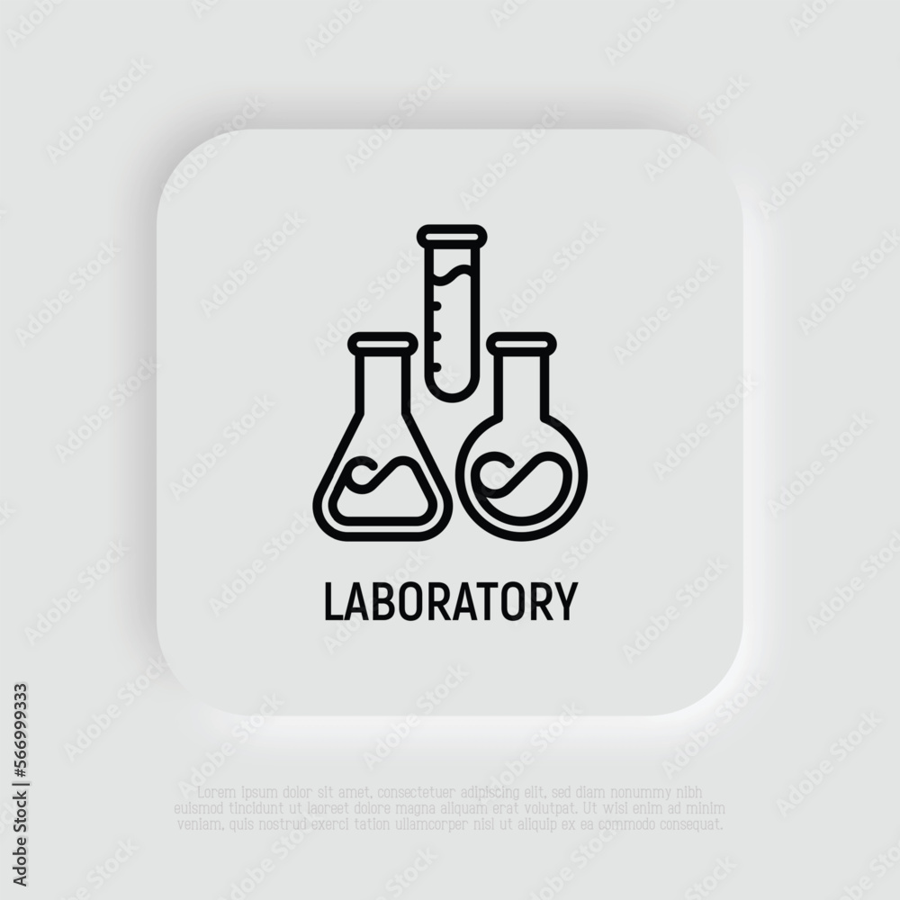 Laboratory symbol: test tubes in different shapes. Thin line icon. Modern vector illustration for lab research. Laboratory symbol: test tubes in different shapes. Thin line icon. Modern vector illustration for lab research.