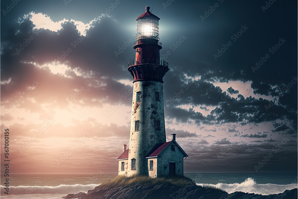 lighthouse on the coast , ai generated