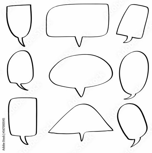 set of bubbles. speech, talk, vector, icon, chat, cloud, cartoon, speak, illustration, communication, message, design, sign, balloon. vector design illustration
