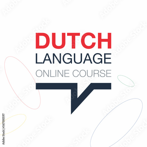 Dutch Online language course iconic logo. Fluent speaking foreign language. Concept of Online education logo. Vector illustration