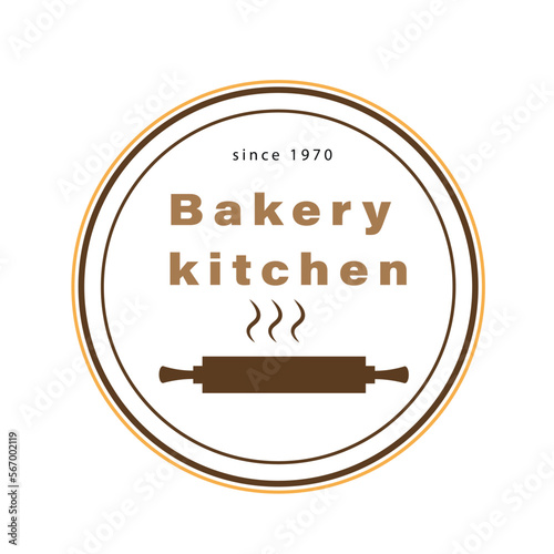 Modern logo for a bakery with rolling pin and smoke illustration