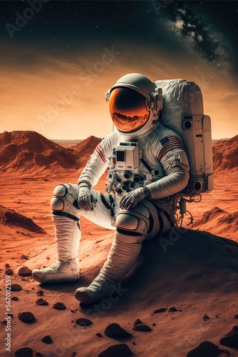 astronaut sitting on mars made with generative ai
