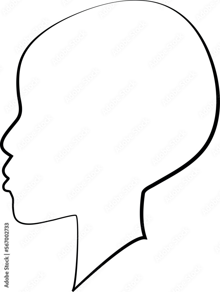 Head outline silhouette of an African American woman Head outline silhouette of an African American woman
