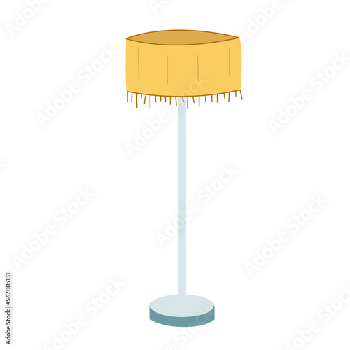 Hand-drawn isolated clip art illustration of modern yellow floor lamp