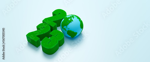 Green Earth happy new year 2023, World Environment Day or Earth day concept in upcoming year 2023. Green recycling and save our planet and environment. World water day. 3d rendering illustration