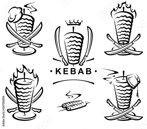 Kebab set. Collection icon kebabs. Vector