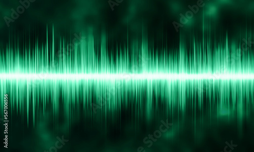 Green Rhythmic Sound Wave background. Sound waveform.
