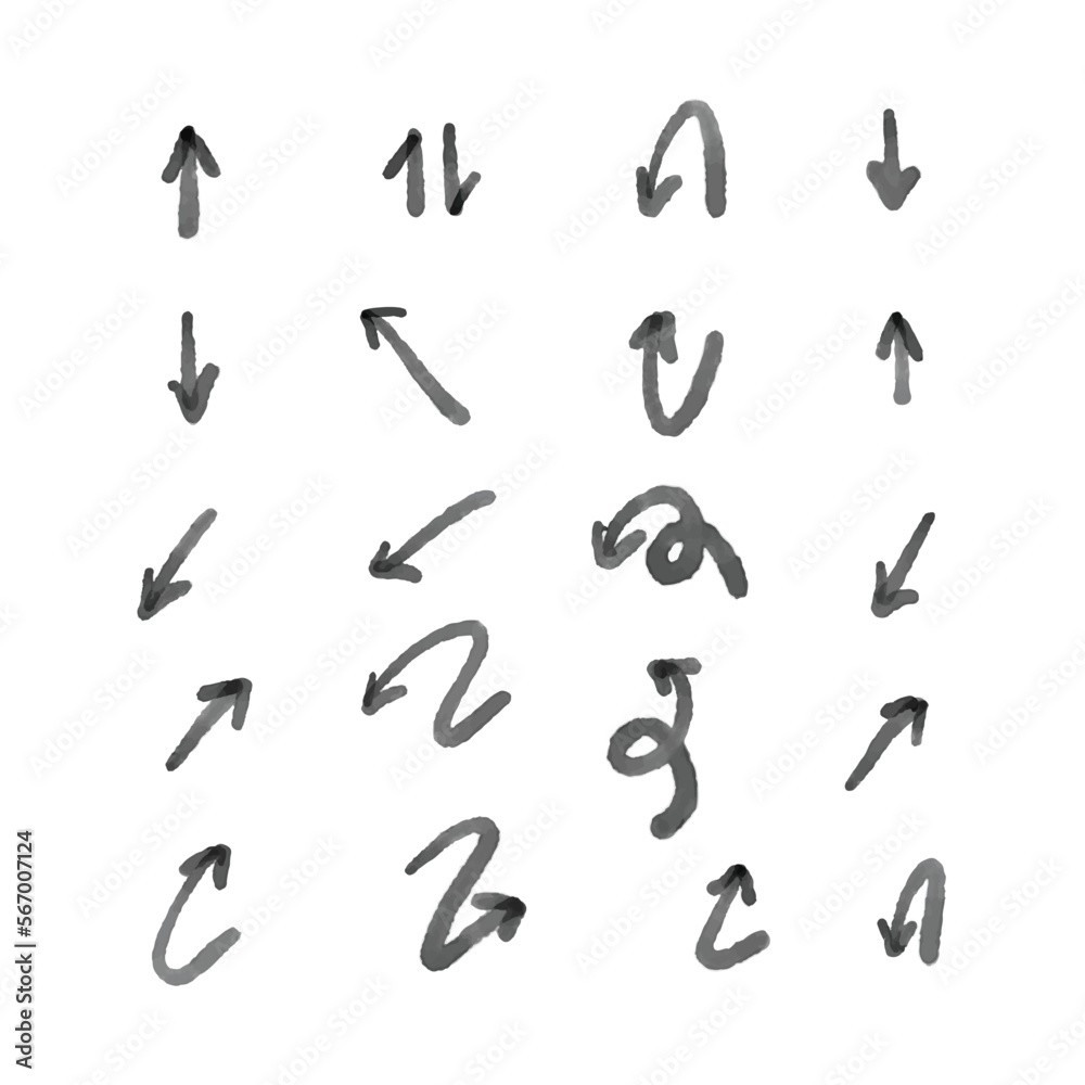 Vector hand drawn arrow elements isolated on white. Vector set of hand-drawn arrows, elements for presentation. hand drawn arrows Vector hand drawn arrow elements isolated on white. Vector set of hand-drawn arrows, elements for presentation. hand drawn arrows