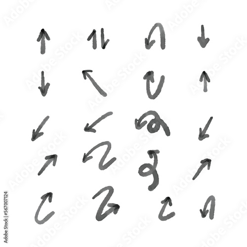 Vector hand drawn arrow elements isolated on white. Vector set of hand-drawn arrows, elements for presentation. hand drawn arrows