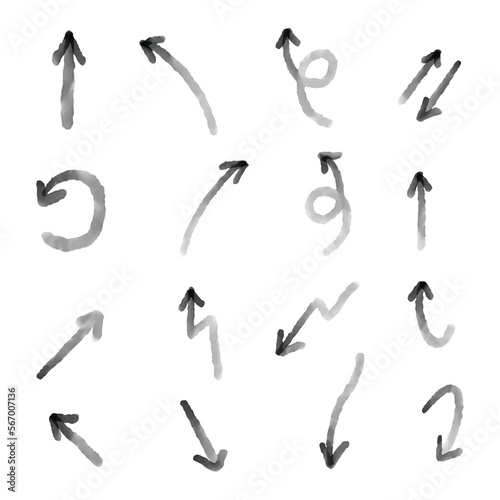 Vector hand drawn arrow elements isolated on white. Vector set of hand-drawn arrows  elements for presentation. hand drawn arrows