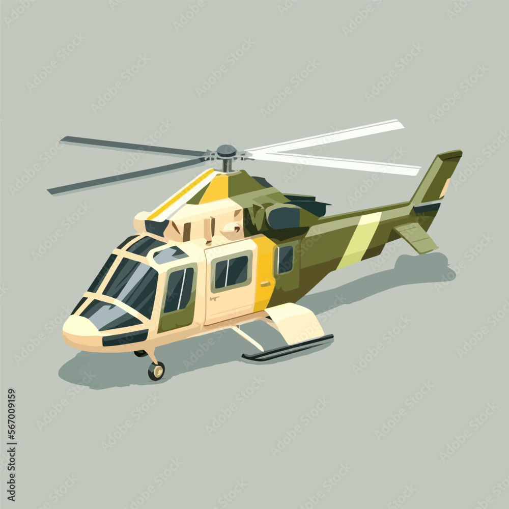 Fototapeta premium helicopter illustration in simple colored vector drawing isolated background