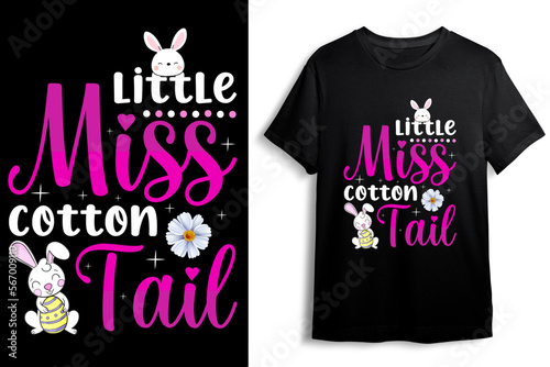 little miss cotton tail Easter day t-shirt design vector