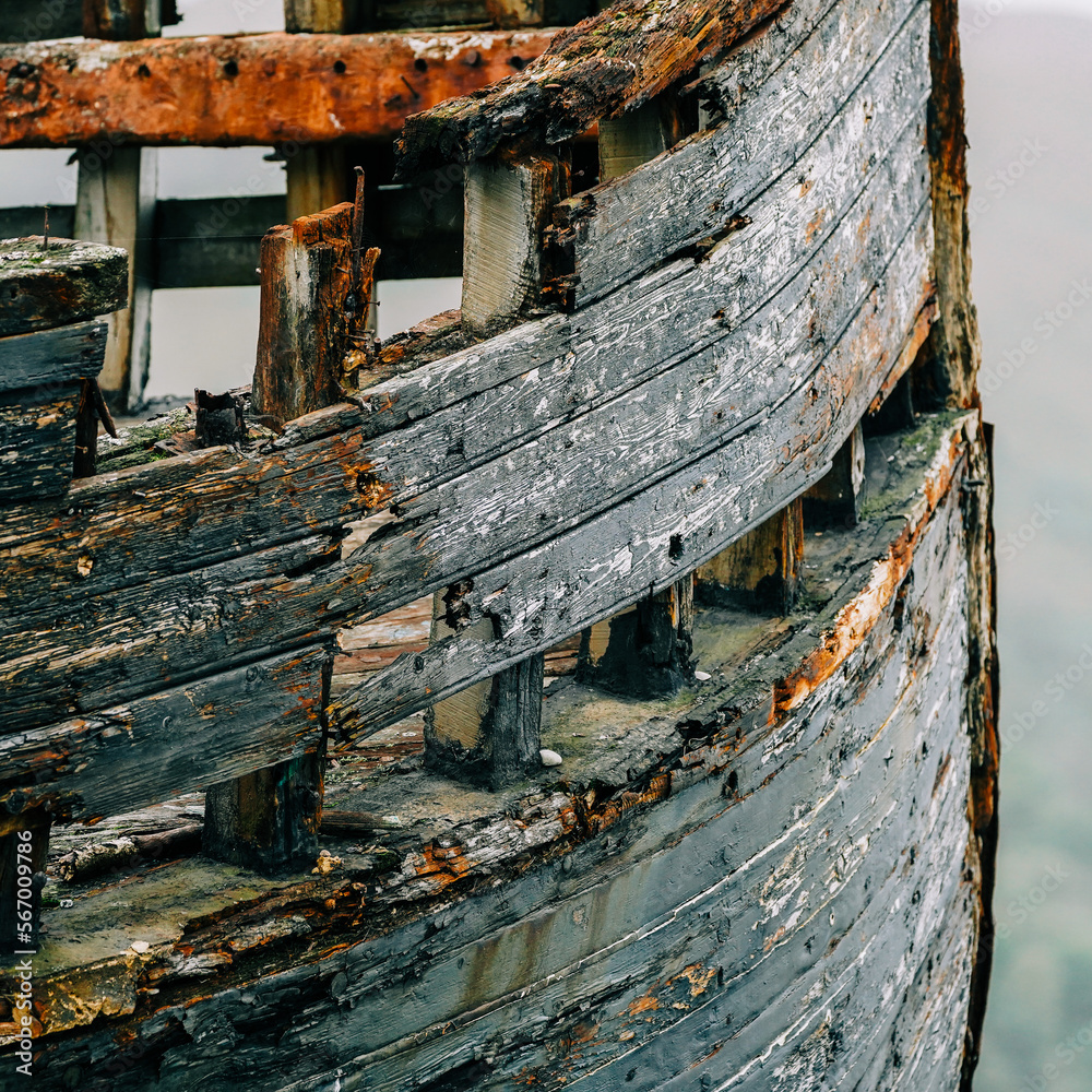The Old Boat of Caol at Corpach, Ben Nevis. The shipwreck, MV Dayspring washed up on the shore where Loch Linnhe meets Loch Eil. The Old Boat of Caol at Corpach, Ben Nevis. The shipwreck, MV Dayspring washed up on the shore where Loch Linnhe meets Loch Eil.