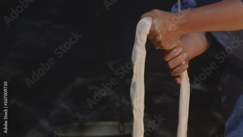 Part of Intangible cultural heritage of Georgia - Meskhetian Tenili cheese. photo