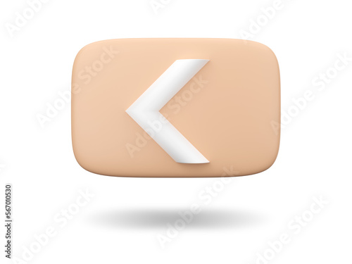Previous Button. 3D rendering.