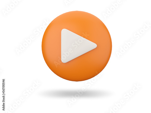 Play Button. 3D rendering.