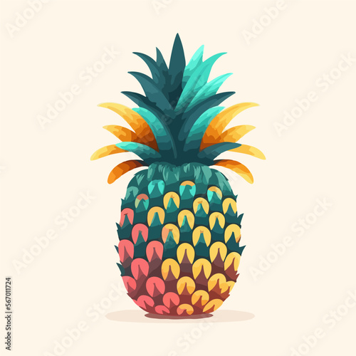 Pineapple Fruit Logo Symbol Design flat vector illustration, tropical juice