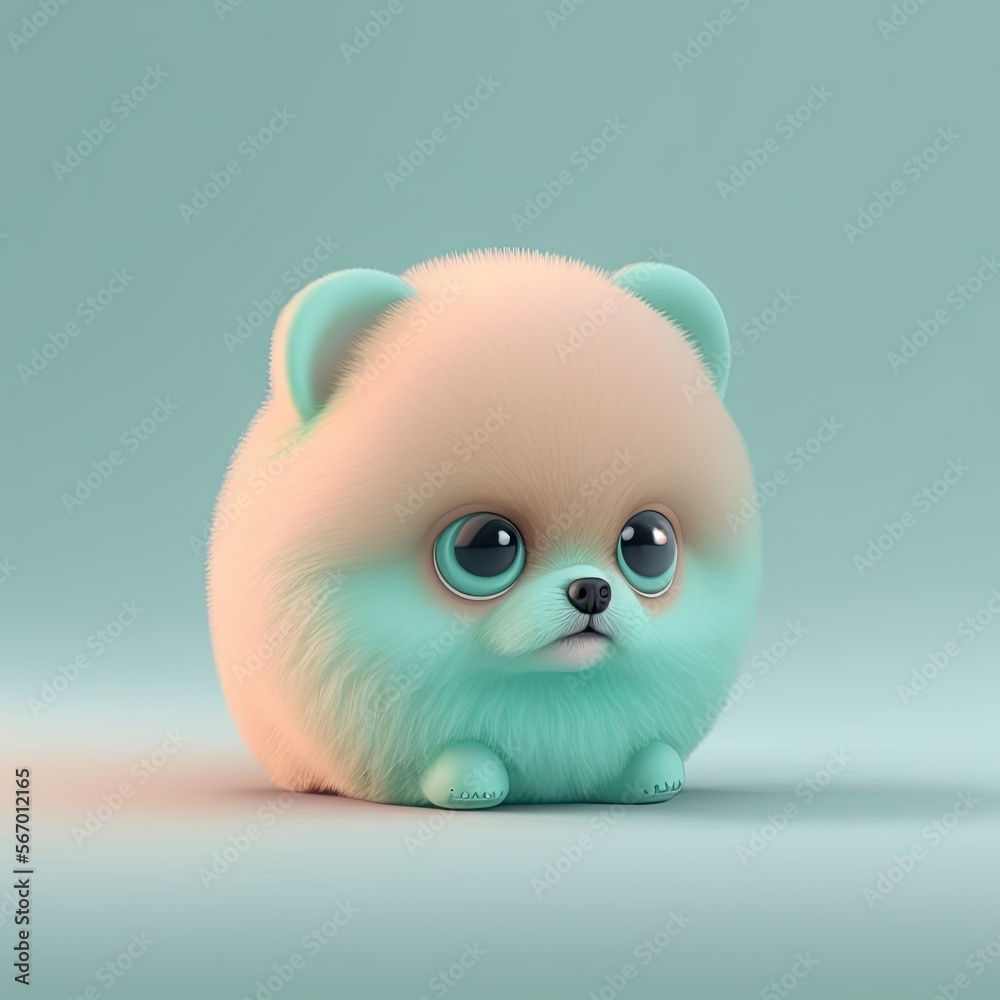 Funny Cute Pomeranian Dog 3D Character Generative AI