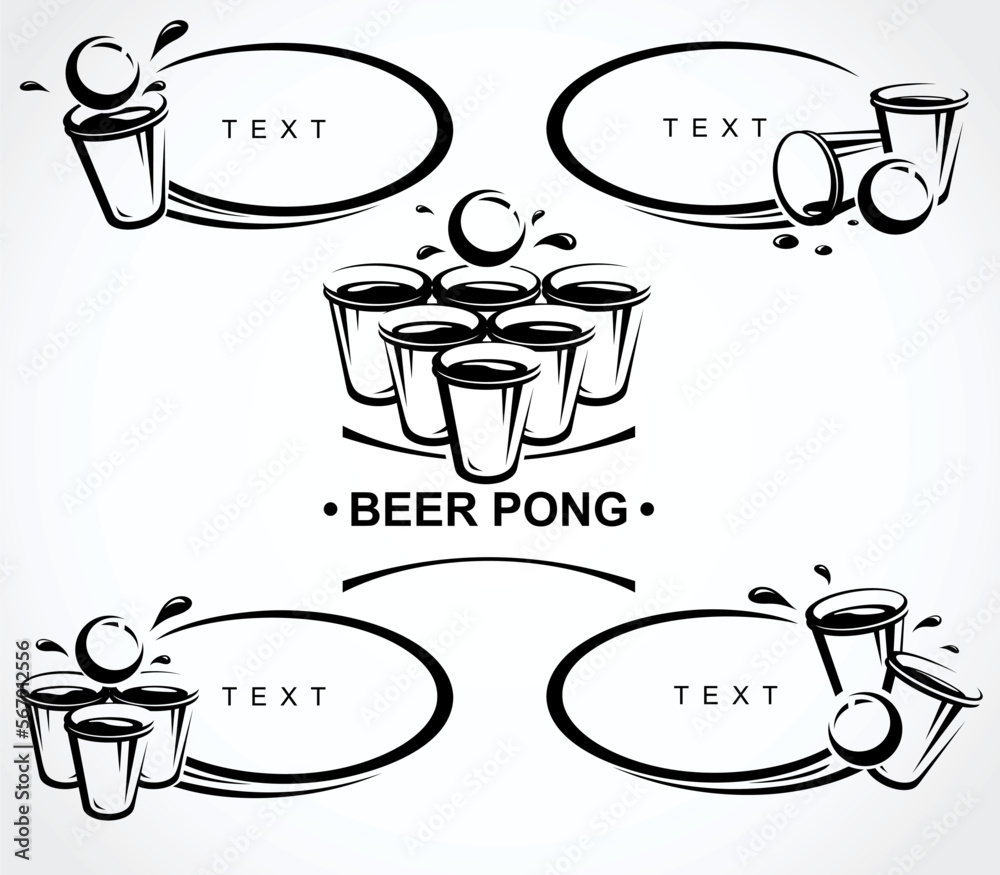 Beer pong collection labels and elements set. Collection icon beer pong . Vector - obrazy, fototapety, plakaty 