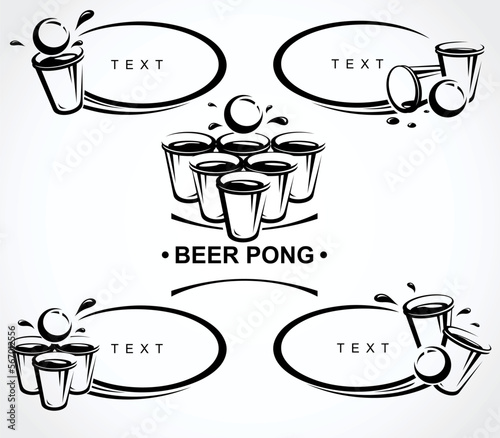 Beer pong collection labels and elements set. Collection icon beer pong . Vector