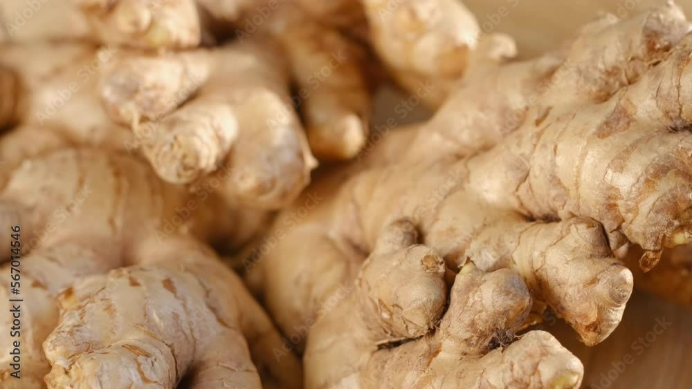 whole ginger root on close up rotating 4K whole ginger root on close up rotating 4K
