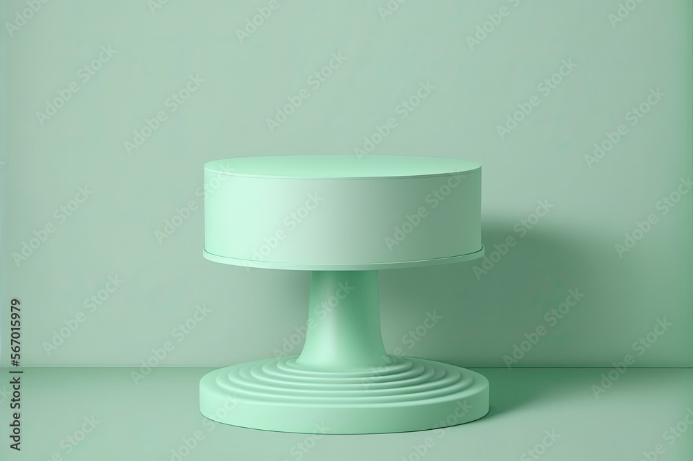 3D display podium, pastel green background, empty display 3D display podium, pastel green background, empty display