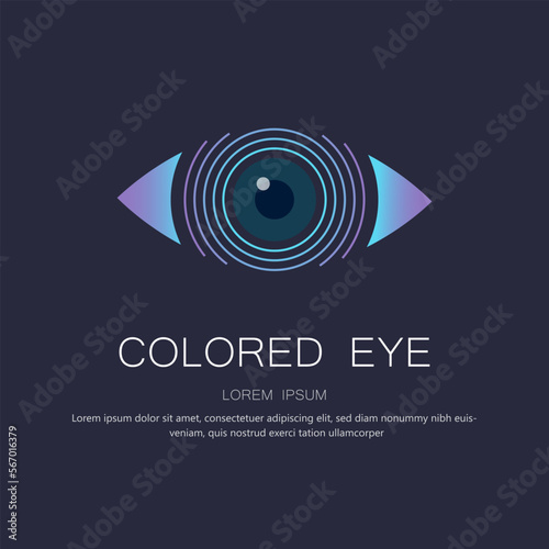 Human eye medical structure. Vector logo eye color silhouette on a dark background. eye care logo vector template suitable for organization, company, or community. EPS 10