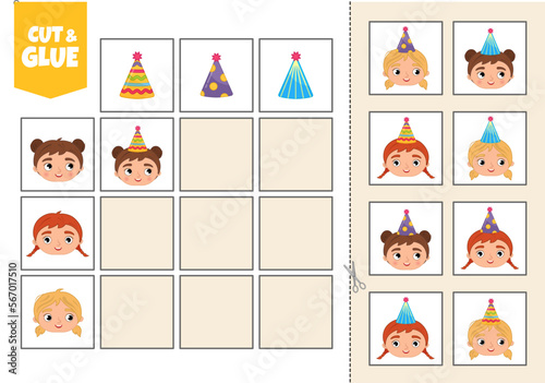 Activity for pre sсhool years kids and toddlers. Cut out the cards and glue them to the correct place in the table.
